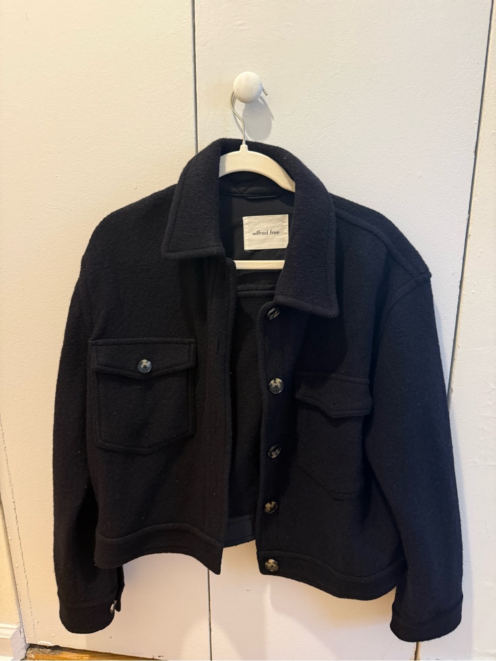 Wilfred Black Wool-Blend Shirt Jacket